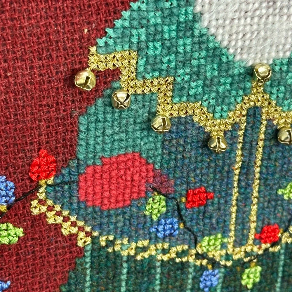Vtg Handmade Completed Cross Stitch Santa Claus‎ Framed Art No Glass Wall Decor